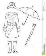 Rainwear Drawing Clipart Clothes Stock Rain Set Royalty Women Vector Illustration sketch template