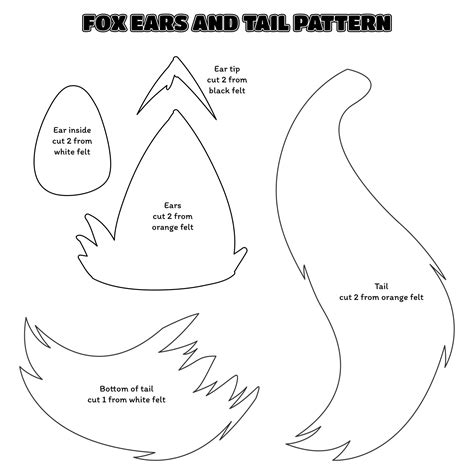 fox ears  tail patterns  sewing   fox pattern fox