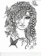 Fairy Etsy Zentangle Pen Ink Coloring Inspired Print Pages Safire Similar Items Women sketch template