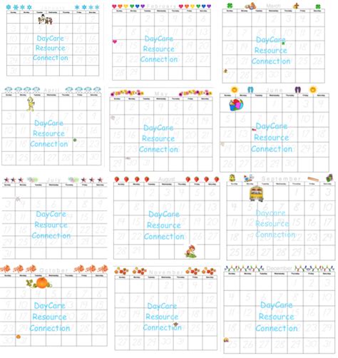 preschool printable calendar items