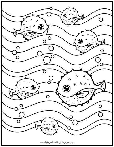 printable coloring page puffer fish