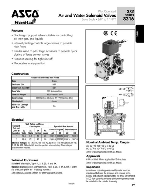 asco valve  air  water   solenoid valve specifications manualzz