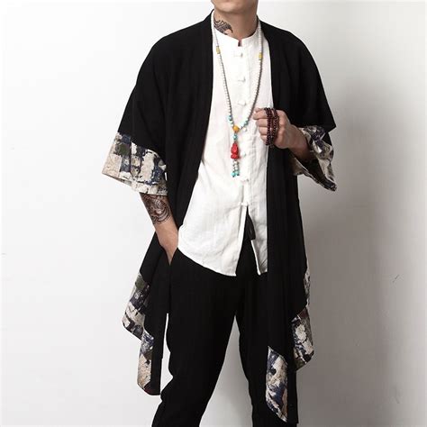 unisex asymmetric long cotton kimono cardigan  black etsy male kimono  size men mens