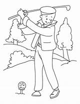 Golf Coloring Pages Playing Golfer Kids Printable Template Getcolorings Color Print sketch template