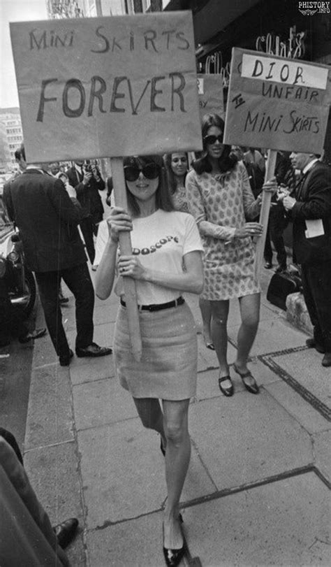wonderful vintage photos of london girls protesting for mini skirts in