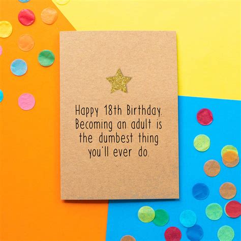 becoming an adult funny 18th birthday card by bettie confetti