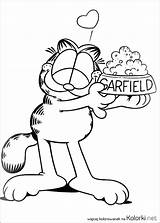 Garfield Serce Kot Jedzenie Kolorowanka Rysunek Druku sketch template