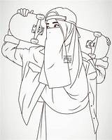 Sketsa Muslimah Niqab Mewarnai Lineart Islamic Menggambar Terpisah Faces Anak Kunjungi sketch template