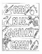 Red Yellow Blue Green Color Colors Bookmarks Kindergarten Subject Grade sketch template