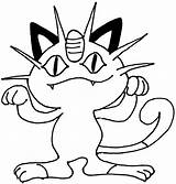 Pokemon Coloring Meowth Pages Para Colorear Dibujos Color sketch template