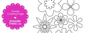 assorted flowers coloring page