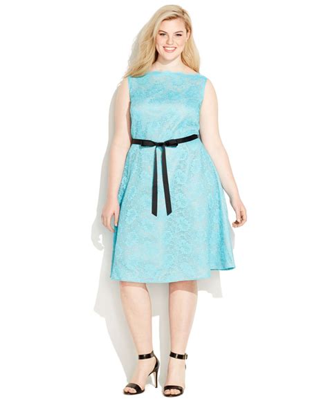 Lyst Calvin Klein Plus Size Lace A Line Dress In Blue