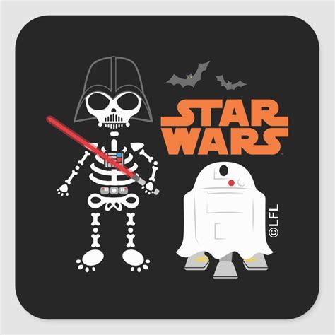 skeleton darth vader halloween   square sticker zazzlecom   darth vader