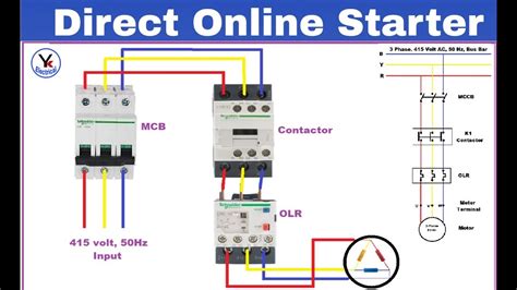phase dol starter control overload indicator power wiring diagram