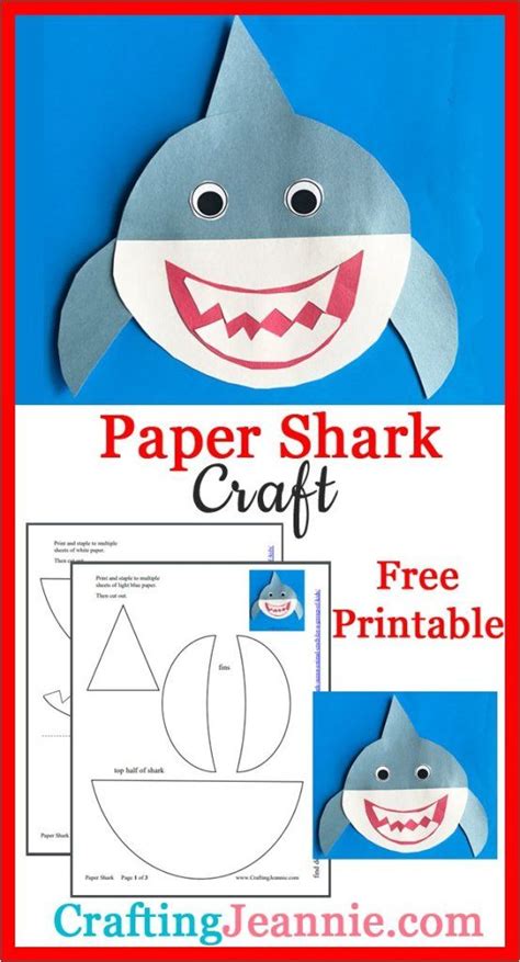 paper shark  printable crafting jeannie shark crafts
