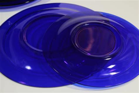 Vintage Cobalt Blue Glass Dishes Dinner And Salad Plates