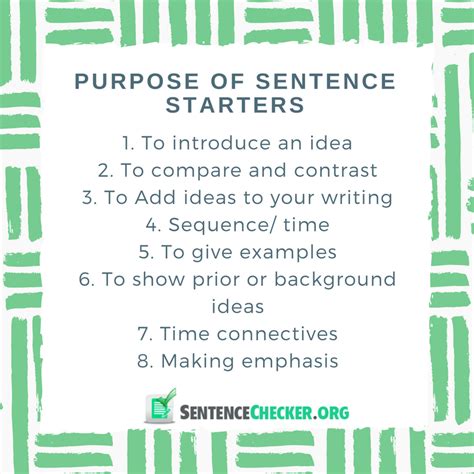 good sentence starters   purposes sentence checker