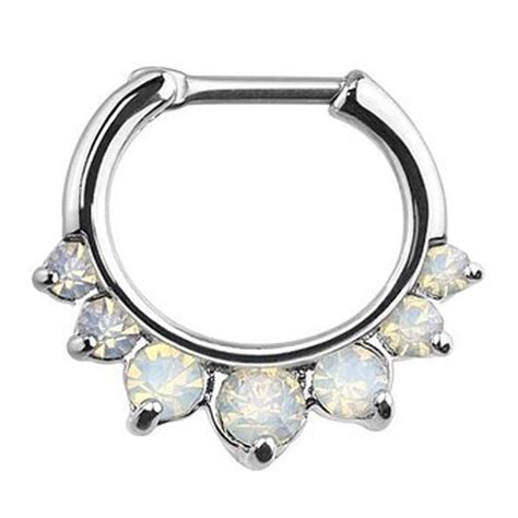 Septum Clicker Ring 16 Gauge Crystal Aurora Gem Piercing Body Jewelry