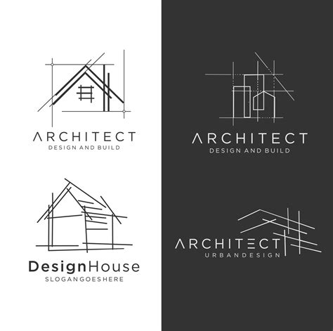 set  architect house logo building architectural construction  vector art  vecteezy