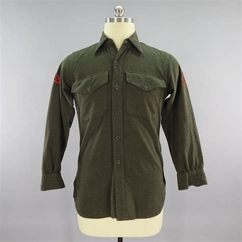 Usmc Dark Green Wool Flannel M2 Dress Uniform Shirt 1950s Etsy