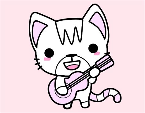 desenho de gato kawaii para colorir