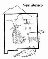Mexico Coloring Map Usa State Pages Printables Outline Nm Printable Go sketch template