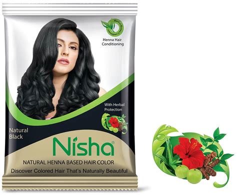 Nisha Natural Henna Based Hair Color Powder Natural Black 25g Pack Zat