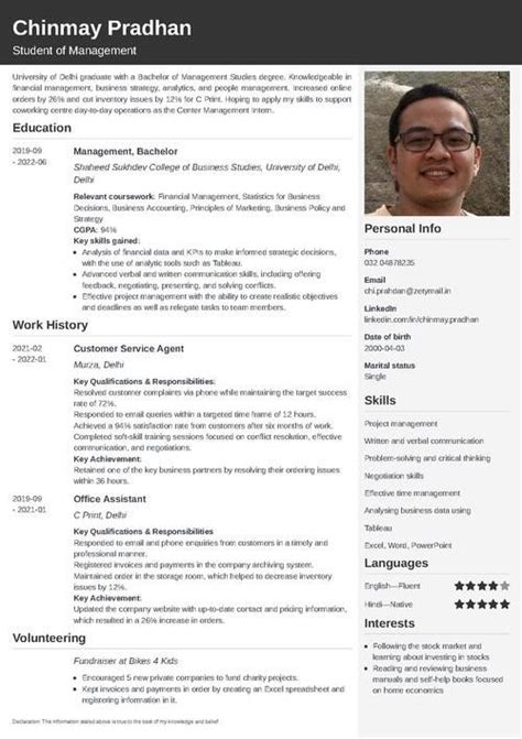 resume  internship  freshers  format  template