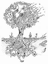 Coloring Pages Adult Tree Colouring Book Color Printable Books Adults Banyan Printables Painting Sheets Grown Ups Drawings Pine Therapy Line sketch template