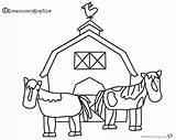 Barn Coloring Pages Horse Two Printable Kids Pw sketch template