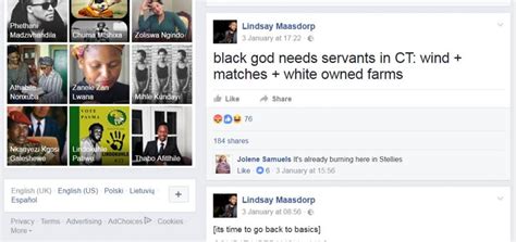 whitesarebetter rassistiese swart facebook gebruiker roep vir aanvalle op wit boere