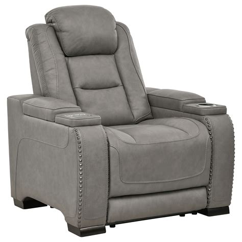 signature design  ashley  man den contemporary power recliner  adjustable headrest