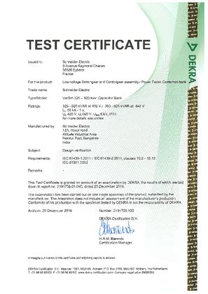 test certificate declaration  conformity schneider electric usa