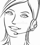 Whiteboard Headset Brunette sketch template