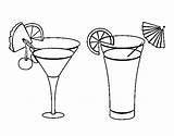 Cocktail Cocktails Coloring Two Drinks Drawings sketch template