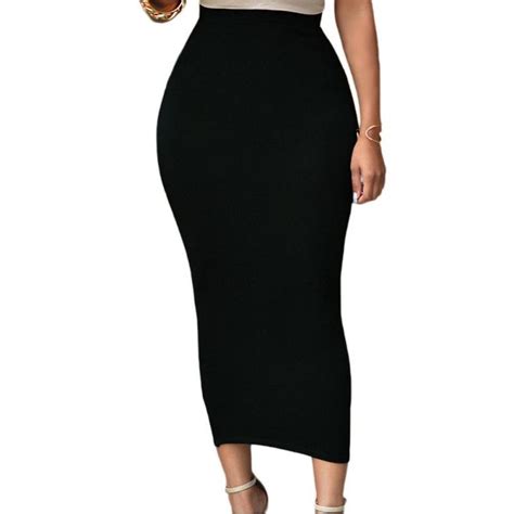 dreszdi 2018 sexy women bodycon long skirt black high waist tight maxi
