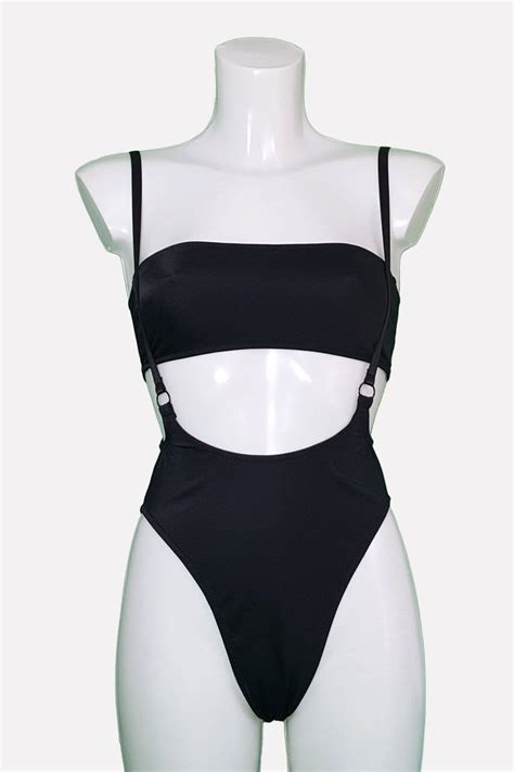 80s swimsuit suspender outfit lycra costume high waisted swimsuit