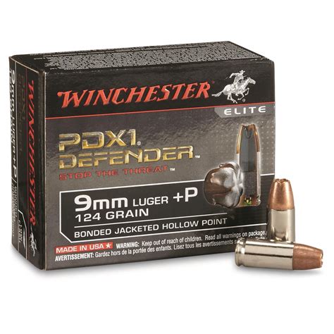 winchester defender mm lugerp bonded jacketed hollow point  grain  rounds