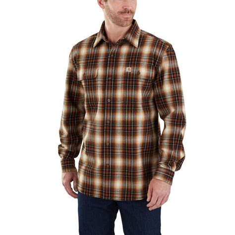 carhartt men s hubbard plaid long sleeve flannel shirt eastern