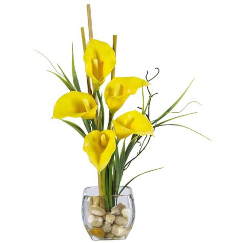 Calla Lilly Silk Flower Arrangement In Acrylic Water 1118 Nearly Natural