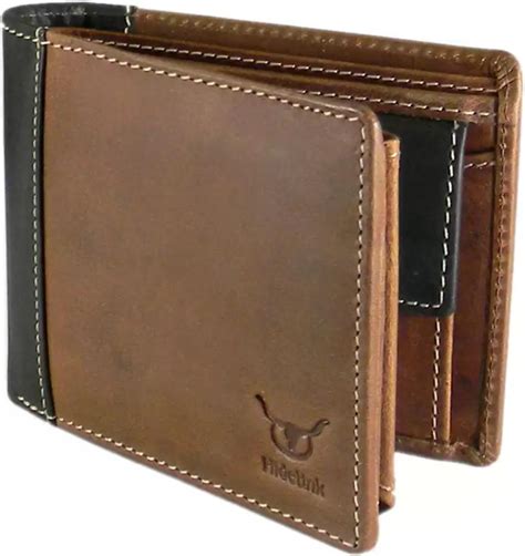 hidelink men formal brown genuine leather wallet brown price  india