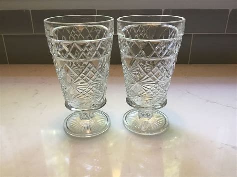 Antique Pressed Glass Footed Tumblers Set Of 2 In 2021 Antiques