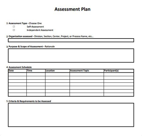 sample assessment templates