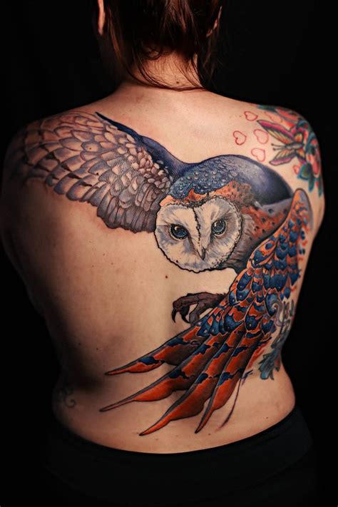 owl tattoo back tattoo joshua tenneson
