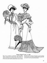 Coloring Pages Fashion Edwardian Historical Victorian Fashions Late Vintage Book Colouring Adult Dover Dress History Drawing Printable Books Color Pigeon sketch template
