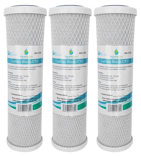 3x Aquahouse 10 Carbon Block Cto Water Filter Cartridges For Drinking