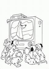 Tv Watching Coloring Drawing 101 Dalmatians Getdrawings sketch template
