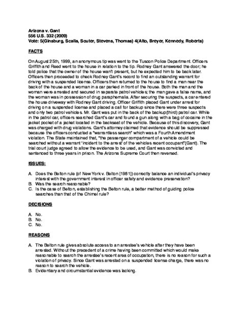 arizona  gant     case briefpdf robert rankin academiaedu