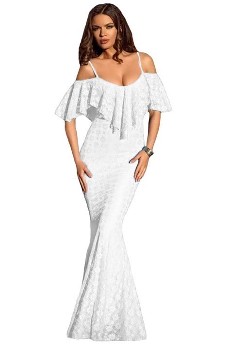 Women Elegant Off Shoulder White Mermaid Dress Online Store For Women