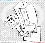 Stairs Carrying Couch Mover Boy Clipart Cartoon Outlined Coloring Vector Toonaday sketch template